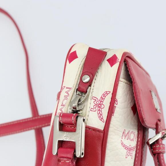 MCM Vicetos Logogram Shoulder Bag PVC Leather White Silver Auth 153908 - Picture 10 of 16